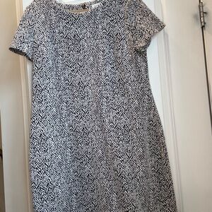 Calvin Klein Black and White Textured Midi Dress